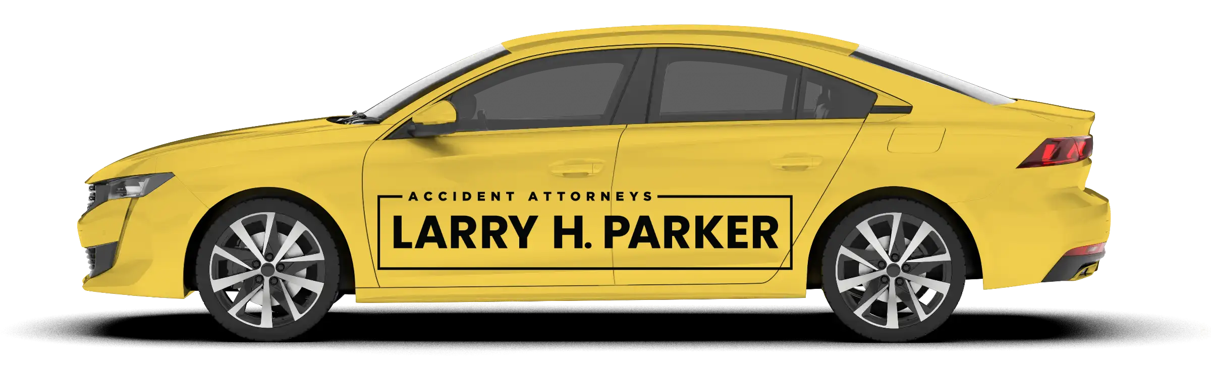car facing left with Larry H. Parker logo in the side